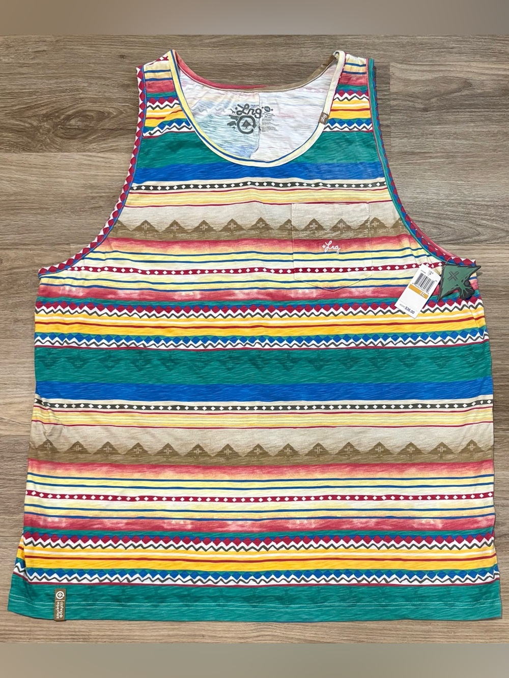MEN'S TANK TOP:Lrg Wave Surf Beach Skate Cotton Size 4XL NWT MSRP $36